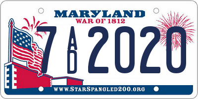 MD license plate 7AD2020