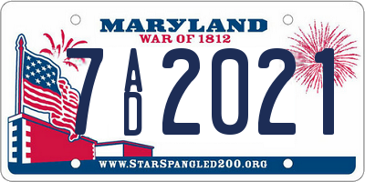 MD license plate 7AD2021
