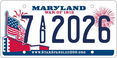 MD license plate 7AD2026