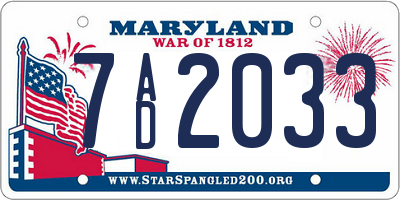 MD license plate 7AD2033
