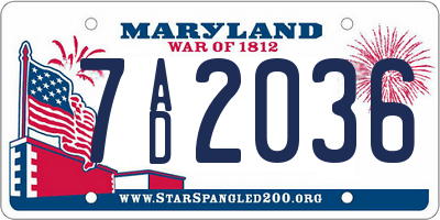 MD license plate 7AD2036