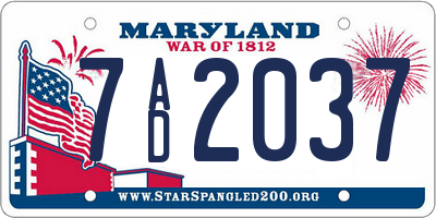 MD license plate 7AD2037