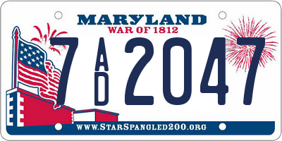 MD license plate 7AD2047