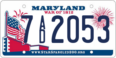 MD license plate 7AD2053