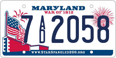 MD license plate 7AD2058