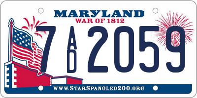 MD license plate 7AD2059