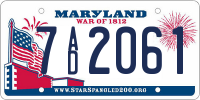 MD license plate 7AD2061