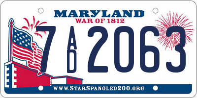 MD license plate 7AD2063