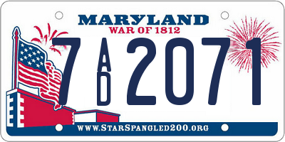 MD license plate 7AD2071