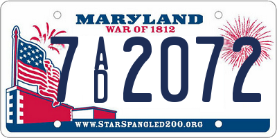 MD license plate 7AD2072