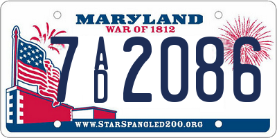 MD license plate 7AD2086