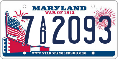 MD license plate 7AD2093