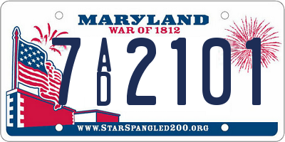MD license plate 7AD2101