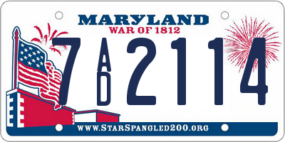 MD license plate 7AD2114