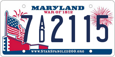MD license plate 7AD2115