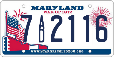 MD license plate 7AD2116