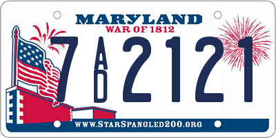 MD license plate 7AD2121
