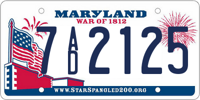 MD license plate 7AD2125