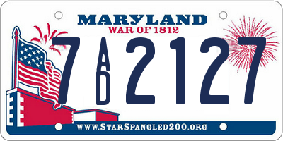 MD license plate 7AD2127