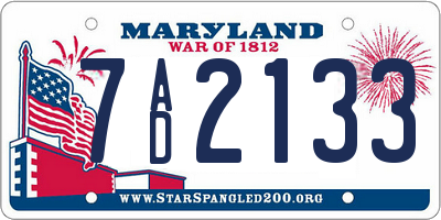 MD license plate 7AD2133