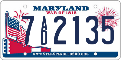 MD license plate 7AD2135
