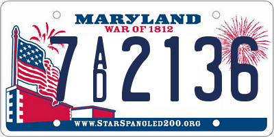 MD license plate 7AD2136
