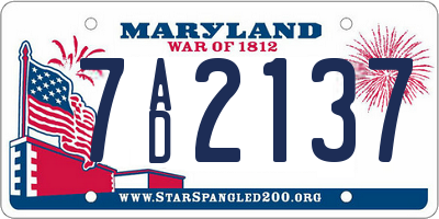 MD license plate 7AD2137
