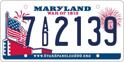 MD license plate 7AD2139