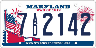 MD license plate 7AD2142