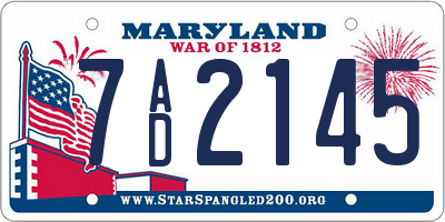 MD license plate 7AD2145