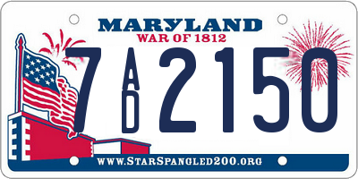MD license plate 7AD2150