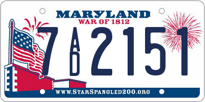 MD license plate 7AD2151