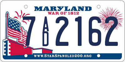 MD license plate 7AD2162