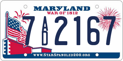 MD license plate 7AD2167