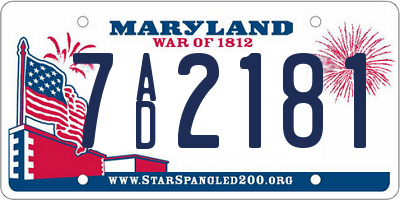 MD license plate 7AD2181