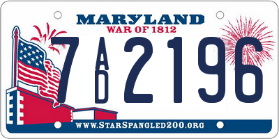 MD license plate 7AD2196