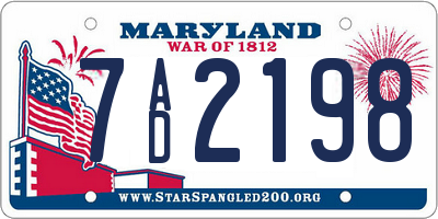 MD license plate 7AD2198