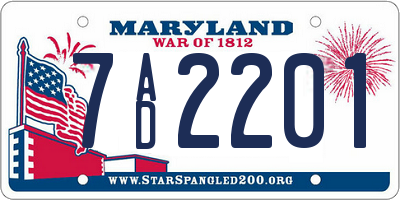 MD license plate 7AD2201