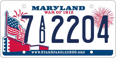 MD license plate 7AD2204