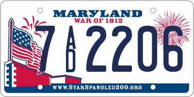 MD license plate 7AD2206