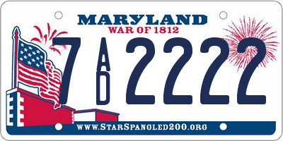 MD license plate 7AD2222