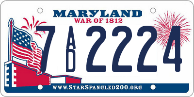 MD license plate 7AD2224