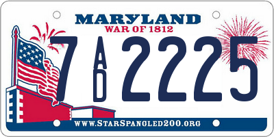 MD license plate 7AD2225