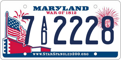 MD license plate 7AD2228