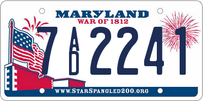 MD license plate 7AD2241