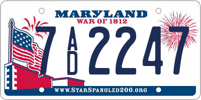 MD license plate 7AD2247
