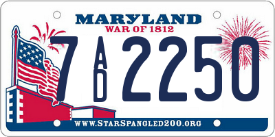 MD license plate 7AD2250
