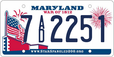 MD license plate 7AD2251