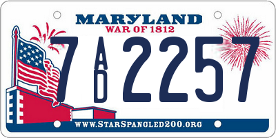 MD license plate 7AD2257