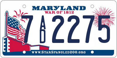 MD license plate 7AD2275